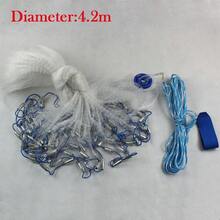 Bazargame Hand Cast Fishing Net, Hand Cast Fishing Net Bait Dense Mesh Netting Hollow Sinker Durable Full Spread Mesh - Blue and White 14ft - View 7