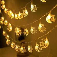 Eid Mubarak Castle Lights String, Decorative Ramadan Lantern Lights