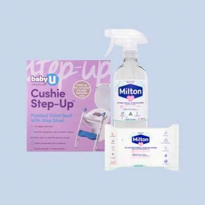 BabyU Cushie Step Up + Milton Antibacterial Surface Wipes 30 Pack + Milton 3 In 1 Antibacterial Surface Spray 500ml