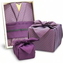 DKyoto Saibi Kimono Style Furoshiki And Small Furoshiki Set -Japanese Wrapping Cloth- For Gift Bag Double-Sided Dyeing Purple - 雙面染色紫色 - 查看 1