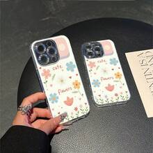 CLEAR  CASE Cute Flowers Illustration With Hearts And Text.Compatible With  11 To  17 Models The Cases Lens Protection Function Ensures The Camera Remains Undamaged During Shooting  Guaranteeing Image Quality - 無色 - 查看 6
