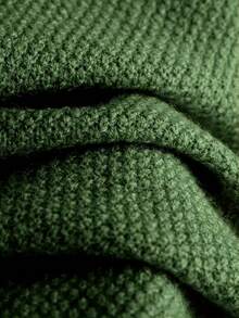 Women's Loose Solid Color Knitted Two Piece Set (Spring Thin) - Round Neck Long Sleeve Irregular Hem Autumn/Winter Sweatshirt And Wide Leg Pants With Split Cuffs, Comfortable Casual Wear, Casual Sportswear, Casual Knitted Set, Women's Thin Knitted Sweater Set, Women's Sportswear Set - màu xanh lá - Xem 5