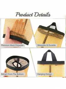 Bolsa de malla colgante para almacenamiento de bolsas de basura de cocina, dispensador de bolsas de plástico montado en la pared con ganchos, plegable, transpirable y lavable, para bolsas de compras de supermercado, organizador de cocina para el hogar - Multicolor - Ver 11