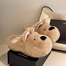 Dép đi trong nhà đế dày ấm áp họa tiết hoạt hình dễ thương mới thu/đông 2025 dành cho nữ - Màu Tím - Xem 4