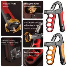 Grip Strength Trainer, Adjustable Resistance 5-100 Kg Grip Strengthener, Non-Slip Counting Hand Gripper For Muscle Building