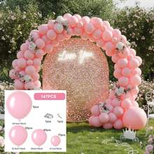 147 Pieces (1 Set) Maca Pink Party Decoration Balloons Of Different Sizes, Balloon Garland Arch Set, Unique Exploding Star Shaped Balloons, DIY Balloon Tree, Balloon Arch, Birthday, Wedding, Valentine's Day, Holiday Party Decoration, Christmas And New Year Decoration, Wedding Balloon Bouquet, Balloon Set - Multicolor - View 8