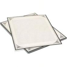 Papel clsico - papel de estilo antiguo - perfecto para escribir poemas, cartas y letras de canciones, Crema, Paquete de 48 - inicial - Ver 6