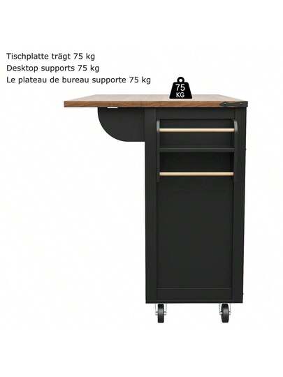 Kitchen Isl Serving Cart Countertop, Cabinet, Trolley, Food Four Doors Two Drawers, Wood Finish view 7