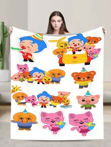 Plim Plim Anime Flannel Blanket For Girls Boys Anime Gifts Throw Blanket Cozy Plush Flannel Fleece Print Blankets Double-Layer Blanket Lightweight Fuzzy For Bed Decor - 黑色 - 查看 1