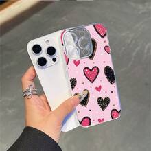 CLEAR  CASE Pink Background With Black And Pink HeartsCompatible With  11 To  17 Models The Cases Lens Protection Function Ensures The Camera Remains Undamaged During Shooting  Guaranteeing Image Quality - transparente - Ver 4