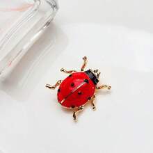 1枚时尚珐琅红色瓢虫胸针，可爱昆虫造型，适合女性日常佩戴，欧美风格，非常适合节日和派对场合。 - 紅色 - 查看 2
