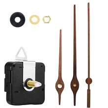 1套木质黑胡桃木色实木大指针西班牙风格大型挂钟DIY配件，超大尺寸钟针，适用于厨房、客厅、卧室，静音钟面部件