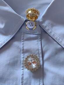 2 Pcs/Set Elegant Round Diamond Geometry Button Covers, Shirts Button Cover Clip On Button Covers Fashion Crystal Cufflinks Cover, Suitable For Tuxedo And Wedding Dresses Decoration