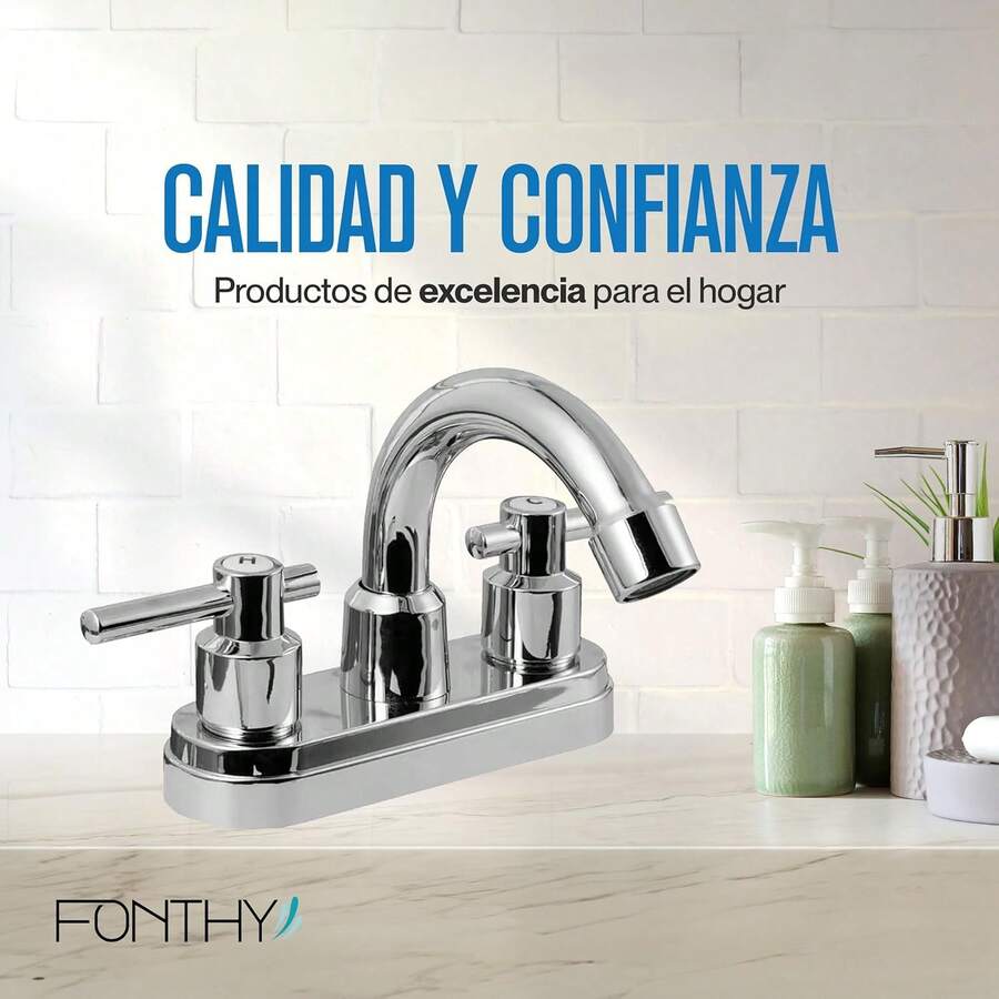 Mezcladora para Baño y Cocina | Alta Durabilidad y Diseño | FONTHY (500111) - Cruz cromada de 8 pulgadas - Ver 1