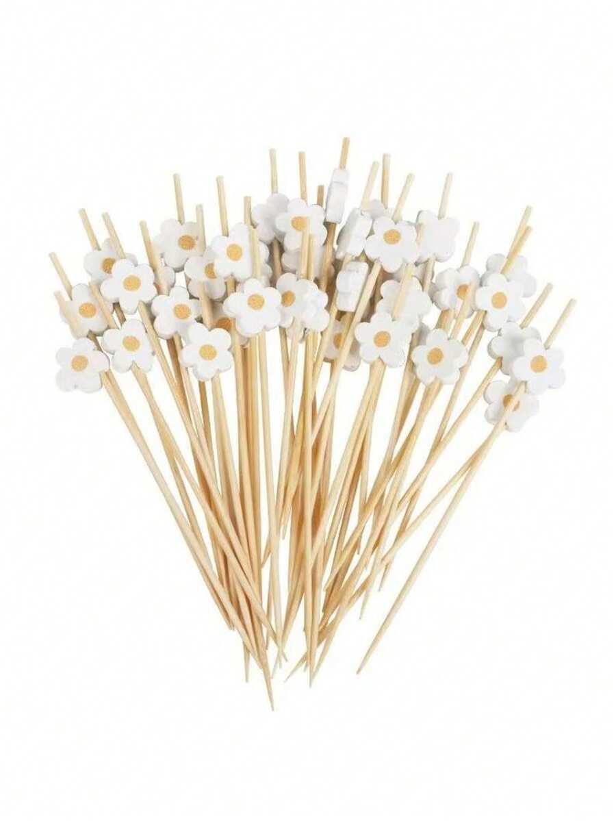 200/100/80/50/30/20pcs Bamboo Skewers, Fruit Skewers, Dessert Skewers, BBQ Food Sticks, Wide Flat Paddle Wood Skewers, Square Appetizer Toothpicks Suitable For Party, Sandwiches, Fruit, Cooked Food Platters - Wood Color - View 1