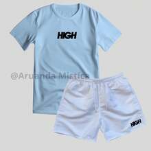 "Mauricinho" Outfit Set: 100% Cotton T-Shirt And Tactel Shorts. Immediate Shipping. - 藍色+白色 - 查看 2