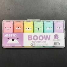 4/5/6支/套 可爱迷你熊形荧光笔，粉彩色斜头马克笔，学校及办公用品