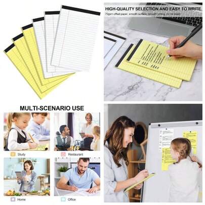 Utron 6 PCS Small Legal Pads 5x8 Yellow and White, Narrow Ruled Small Note Pads 5x8, Micro Perforated Writing Pad, College Ruled Legal Notepads 5x8 Study, Office, To - Do Lists30 SheetsSmall