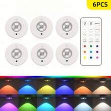 Bộ 6 đèn LED/3 đèn LED/1 đèn LED tủ, đèn ngủ tròn đổi màu RGB, đèn chiếu LED có điều khiển từ xa, đèn tủ chạy bằng pin, thích hợp cho tủ quần áo, tường phòng ngủ, tủ, hành lang. - trắng - Xem 11