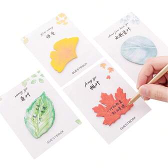 Creative Simulated Leaf Sticky Notes - Tearable Paper Memo Pad, Aesthetic Self-Stick Notepad For Journaling, Reminder & Message Leaving, Office School Supplies, Random Delivery