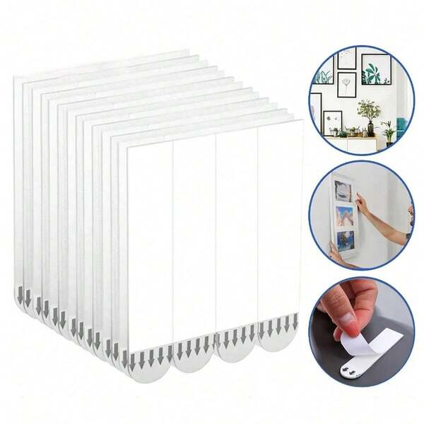 12 piezas de tiras adhesivas sin perforación, cinta adhesiva de doble cara para fijar marcos de fotos, carteles y decoración de pared, cinta adhesiva autoadhesiva sin rastro, tiras adhesivas sin perforación para decoración de pared y montaje, protección de pared - tiras de montaje de fácil desprendimiento para manualidades DIY