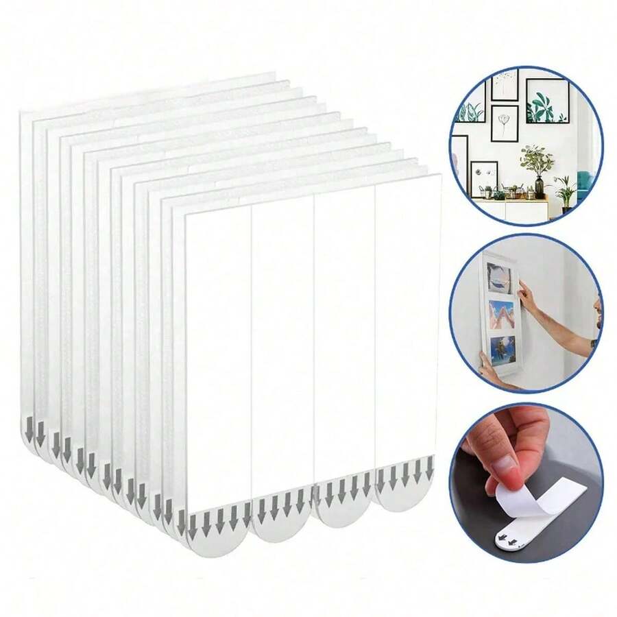 12 piezas de tiras adhesivas sin perforación, cinta adhesiva de doble cara para fijar marcos de fotos, carteles y decoración de pared, cinta adhesiva autoadhesiva sin rastro, tiras adhesivas sin perforación para decoración de pared y montaje, protección de pared - tiras de montaje de fácil desprendimiento para manualidades DIY