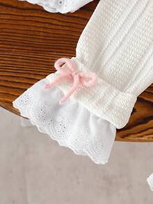 2 件套女婴草莓刺绣保暖内衬运动衫和裤子套装，可爱复古街头服饰，适合户外玩耍 - 粉色 - 查看 11