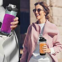 YAYUSI Licuadora Portátil sin Cable,600ml Licuadora Eléctrica USB,Tapa a Prueba de Fugas y Boquilla para Beber,Mini Licuadora Portátil para gimnasio, viajes, campamentos, batidos, jugos, queso(Negro) - 1 - Ver 1