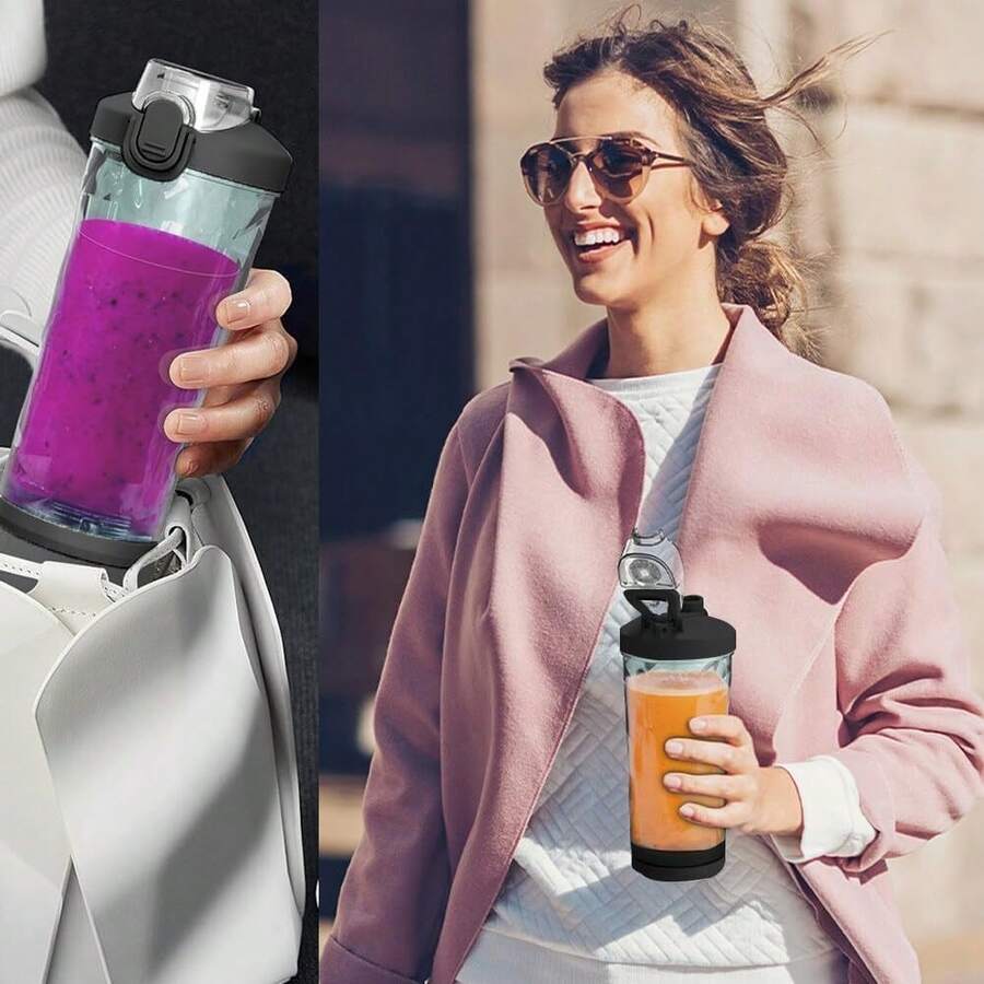 YAYUSI Licuadora Portátil sin Cable,600ml Licuadora Eléctrica USB,Tapa a Prueba de Fugas y Boquilla para Beber,Mini Licuadora Portátil para gimnasio, viajes, campamentos, batidos, jugos, queso(Negro) - 1 - Ver 1