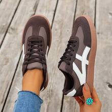 女士时尚休闲系带软底运动鞋，轻便百搭，适合所有季节和人群 - 咖啡 - 查看 9