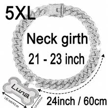 1pc Customized Luxury Rhinestone Dog Cuban Link Collar, 1.3cm Wide Hiphop Pet Necklace, Suitable For Small/Medium/Large Dogs, Pet Accessories & Gift, Can Engrave Pet Name, Phone Number, Anti-Lost Ornamental,Engraved Stylish,Fashion,Colorful,Vintage,Cute,Contracted,Cuties Custom,Unique,Customized,Personalized Pet For Anniversaries,For Birthdays,Pet Supplies,2025 Halloween Accessories,Fall Décor