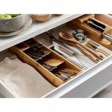Joseph Joseph DrawerStore Bamboo Cutlery Organizer: In-Drawer Flatware Storage, Multiple Compartments, Light Brown - 預設 - 查看 6