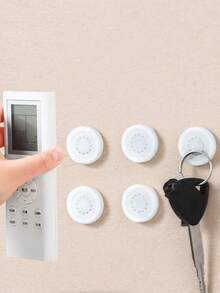 8个遥控器磁性贴纸，电视/空调遥控器壁挂支架，免钻孔磁性粘贴收纳架 - 白色 - 查看 4