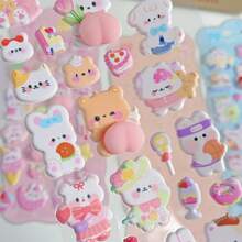 Cute Stickers, Animal Decorative Stickers For Handmade Phone Case, Rabbit, Bear, Dog - Multicolor - View 2