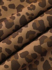 Men's Leopard Print Hooded Pullover Sweatshirt, Casual Loose Fit Knit Top With Design Details, Suitable For Spring And Autumn - Coffee Brown - View 8