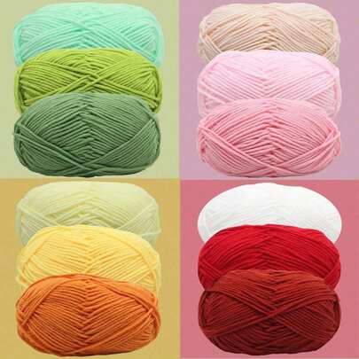 3pcs/150g Multi-Color 5-Ply Milk Yarn, Common Colors, Suitable For Crocheting And Knitting - Applicable For Mats, Carpets, Clothes, Scarves And Beginner DIY Projects, Approx. 50g*3/150g