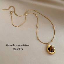 复古优雅多层虎眼石吊坠项链女士双层锁骨链套装珠宝