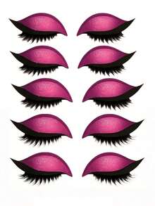 1/5/7/8对装懒人眼影睫毛贴，适合化妆。三合一自粘可重复使用，带假睫毛，快速眼妆贴纸，女性化妆、节日、派对、舞会的最佳选择。 - 彩色 - 查看 25