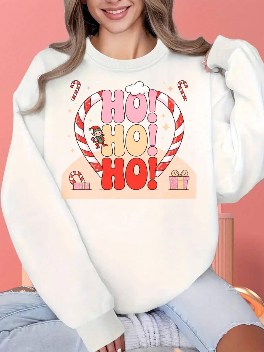 Women's Black And White Two-Color Round Neck Sweater, Thanksgiving, Christmas Party Gifts,Undefined - White - View 1