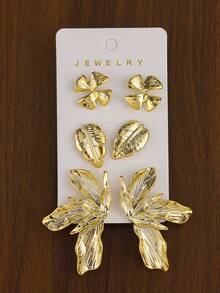 3-12 Pairs/Set Fashionable Minimalist Design, Summer Vacation Style Starfish, Shell, Conch Multi-Element Earrings, Girls Daily Wear, Christmas And Valentine's Day Gifts - #4 Gold - View 7