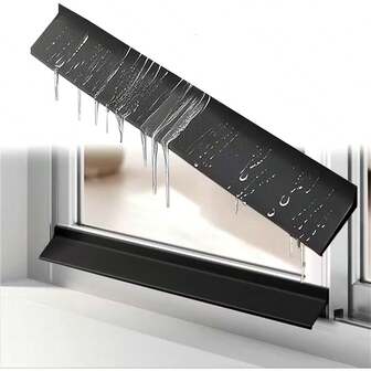 1 st. kraftig TPE-skjutfönster vattentät baffel - omvänd dräneringssystem med självhäftande baksida, enkel installation, lämplig för skjutfönster, duschdörrar, balkonger och utomhusbruk - svart dräneringsbräda för regnvatten, vattentät fönsterbaffel