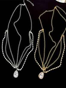 1 Stück modischer europäischer & amerikanischer Stil Kristall Stirnschmuck Wassertropfen Anhänger Haarschmuck, Bohemian Urlaub Strand Party Luxuskopfschmuck