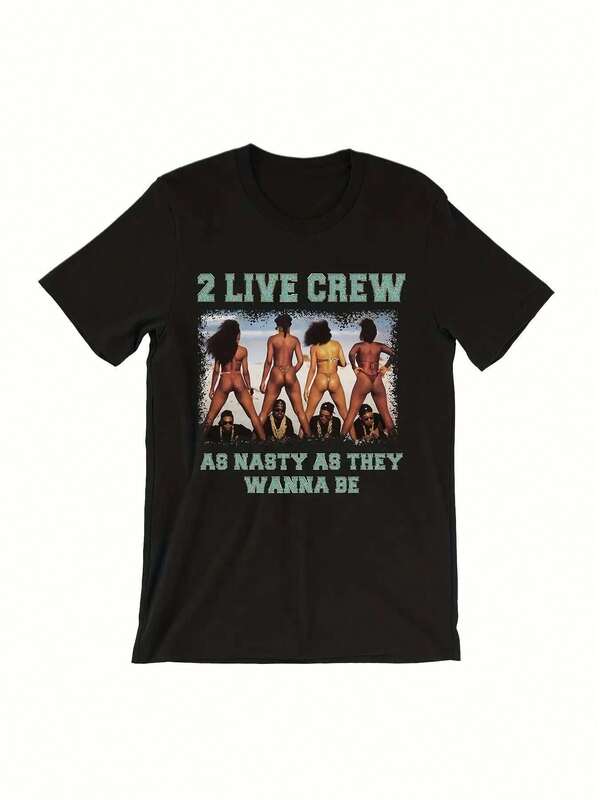 2 Live Crew Camiseta con cubierta de álbum icónica "As Nasty As They Wanna Be" - Gráfico de Uncle Luke Miami Bass, ropa de calle vintage de hip hop, camiseta unisex de manga corta con cuello redondo, mercancía de grupo de rap con tela duradera color arena, ajuste para todas las estaciones para hombres y mujeres