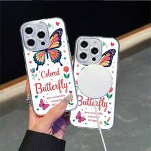 CLEAR  CASE Colorful Butterfly With Flowers And HeartsCompatible With  11 To  17 Models The Cases Lens Protection Function Ensures The Camera Remains Undamaged During Shooting  Guaranteeing Image Quality - Clear - View 2