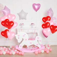 50 Stücke 10-Zoll rote & rosa herzförmige Latex-Luftballons, geeignet für Valentinstag, Hochzeitstag, Verlobung, Geburtstag, Garten, Firmenjubiläum, Abschluss, Party, romantische Dekoration - Verschiedenfarbig - Übersicht 5