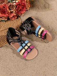 1双时尚儿童水钻凉鞋，儿童沙滩凉鞋，波西米亚风格，手工镶钻凉鞋 - 彩色 - 查看 2