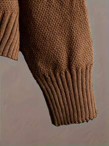 Ladies' Early Autumn New Sweater Fashion Two-Piece Set: Unique Pattern Round Neck Drop Shoulder Long Sleeve Pullover + Straight Wide Leg Pants Combination, Loose And Casual Series - Khaki - View 5