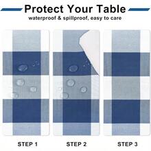 Checkered Tablecloth Rectangle Waterproof And Wrinkle Resistant Washable Fabric Table Cover Checkered Table Cloth For Dining Table Picnic And Party 152 X 213cm Royal Blue And White - RoyalBlueandWhite - View 3