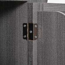 Dining Trolley/Station Measuring 139x46(71)X91.5, White Frame + Solid Wood Grain Countertop, Folding Countertop, Storage Door, Wheels, Interchangeable Solid Wood Legs, Suitable For Dining Room, Kitchen