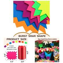 400 Pieces Burst Signs, 3.5x 2.8 Inch Small Fluorescent Neon Signs With 8 Bright Colors, Blank Price Tags, Paper Sign Cards Retail Store Yard Garage Poster Board Decorations - Red, Rose Red, Yellow, Blue, Orrange, Saffron, Green, Purple - View 1